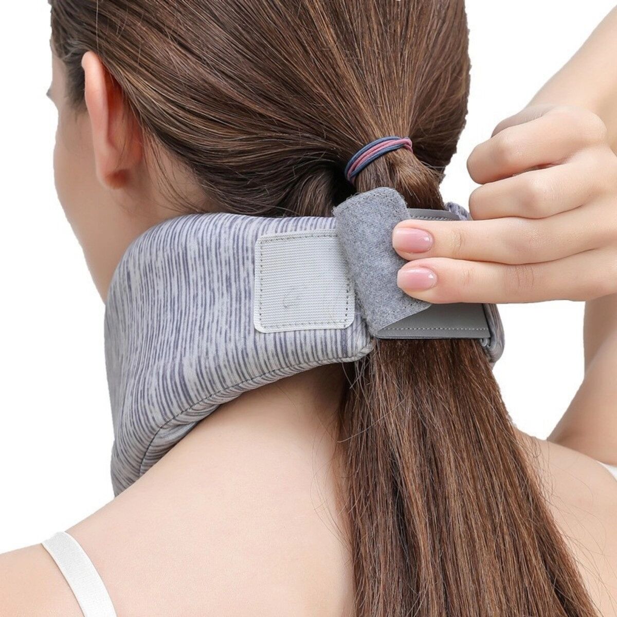 INF Collier cervical en éponge style cuir - Gris Taille unique avec boucle d'extension