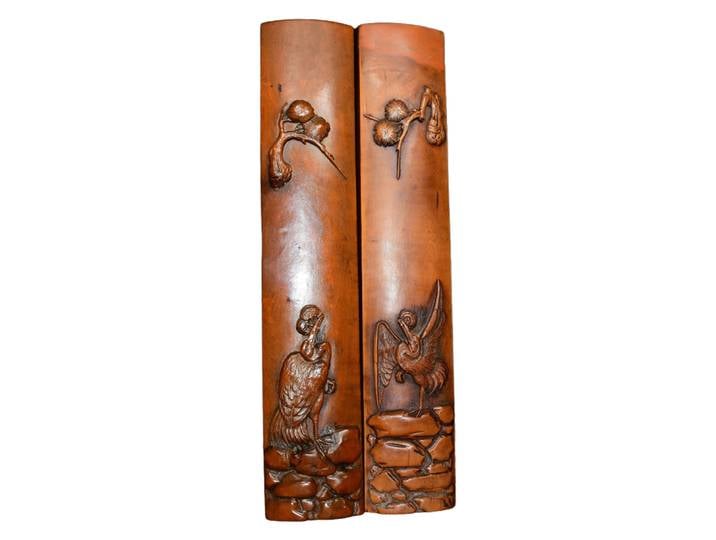 Statues en bois pour la décoration de la maison, pin sculpté, presse-papier chinois, paire de grue de bureau, longévité, prospérité, bénédiction, grâce, sérénité