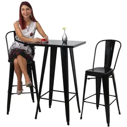 Set Stehtisch + 2x Barhocker MCW-A73, Barhocker Bartisch, Metall Industriedesign ~ schwarz