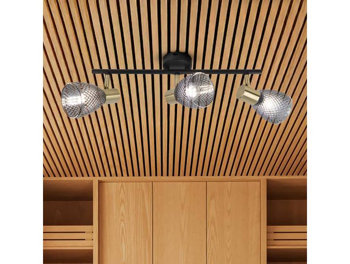 Näve Deckenleuchte Lindita, 3-flammig, Glas, rauchgrau, E14 Lindita, alu / grau / zink, für Wohn- / Esszimmer, Glas, Strahler