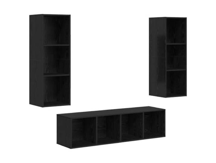 GHVBNMF 3-tlg TV-Schrank Set Wandmontage Schwarz Eichen-Optik Holzwerkstoff Hängendes Lowboard Set aus Holzwerkstoff für Wohnzimmer und Medienbereich, flexibler Stauraum in moderner Eichen-Optik.