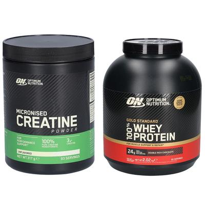 1x Optimum Nutrition Micronised Creatine & 100% Whey Gold Standard Do 2015+317 g Pulver