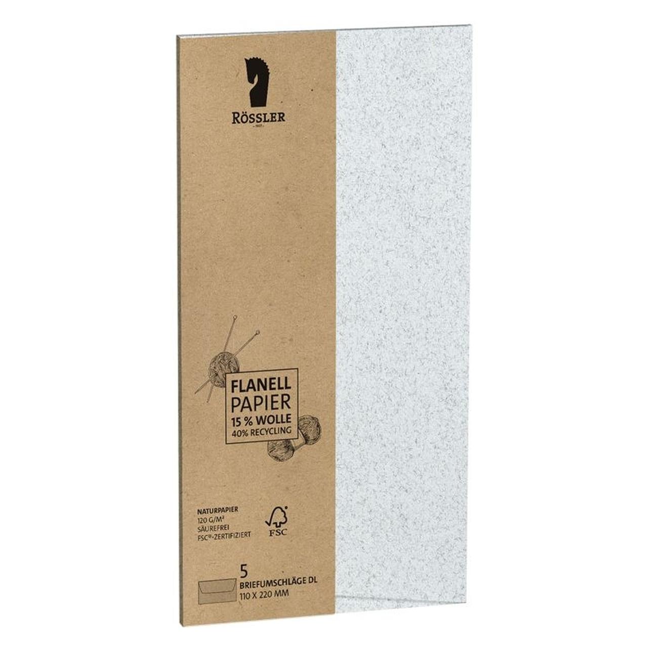 Rössler Briefhülle Terra 5ST flanell (220 x 110 mm, dl, 5x) (1144002641)
