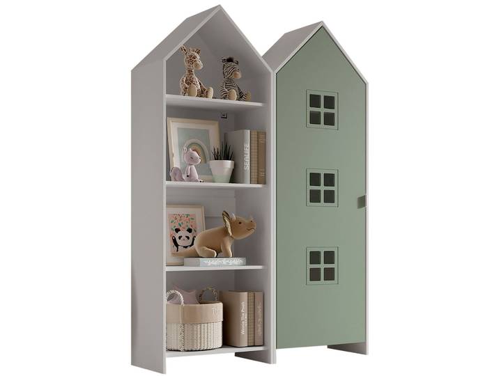 Kleiderschrank VIPACK Set Casami Bruges in trendigem Design, 1 Regal u. 1 Kleiderschrank , grün (korpus weiß, front grün), B:115,2cm H:171,3cm T:37cm, Holzwerkstoff, Schränke, Kleiderschrank, variable Typenanordnung, Kleiderschrank mit Böden und Kleiderstange