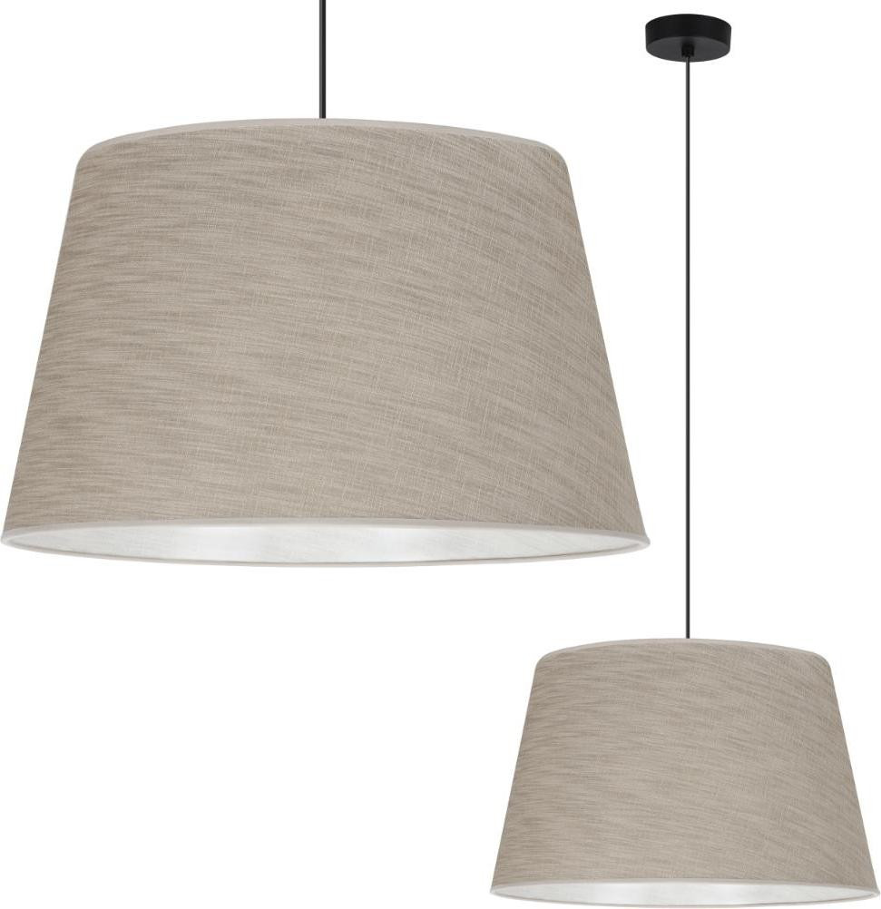 Light Home LH Hanglamp met beige linnen kegelvormige lampenkap, zwart, 44 cm