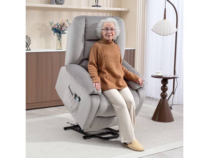 HOMCOM Fauteuil Massage Aide à la Levée 90x93x110cm Gris Clair