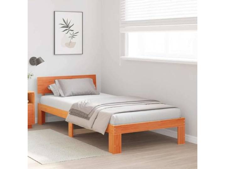 KTHLBRH Bettgestell Kiefer massiv 90 x 190 cm braun Minimalistisches Design, einfach zu montieren, geeignet für moderne Räume