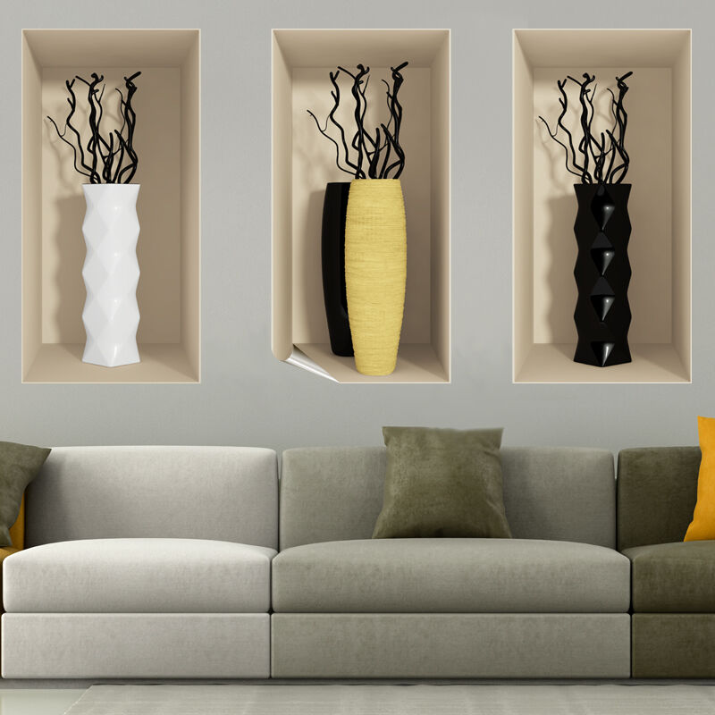 Ambiance-sticker Sticker effet 3D vases chic
