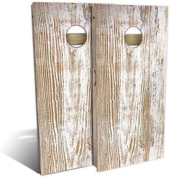 Skip's Garage Rustic White Outdoor Cornhole Board Set