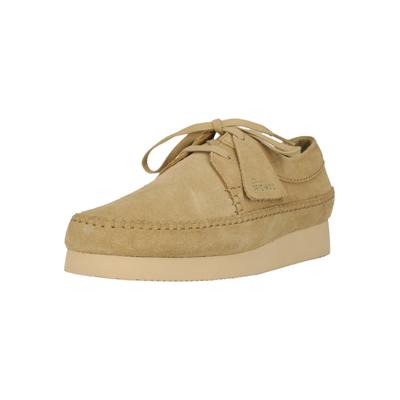 Schnürschuh CLARKS "Yukoner Penny", Herren, Gr. 42,5, Kunstfaser Leder, beige (hellbraun), Schuhe Schnürschuh, mit Kreppstruktur an der Ferse