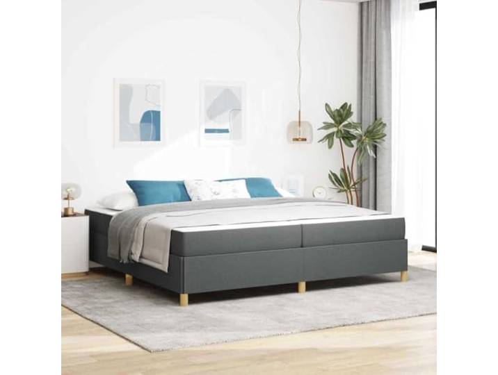 KTHLBRH Doppelbett Stoff Dunkelgrau 200 x 200 cm Mit Behälter, technischem Holz, minimalistisches Design, für kleine Räume