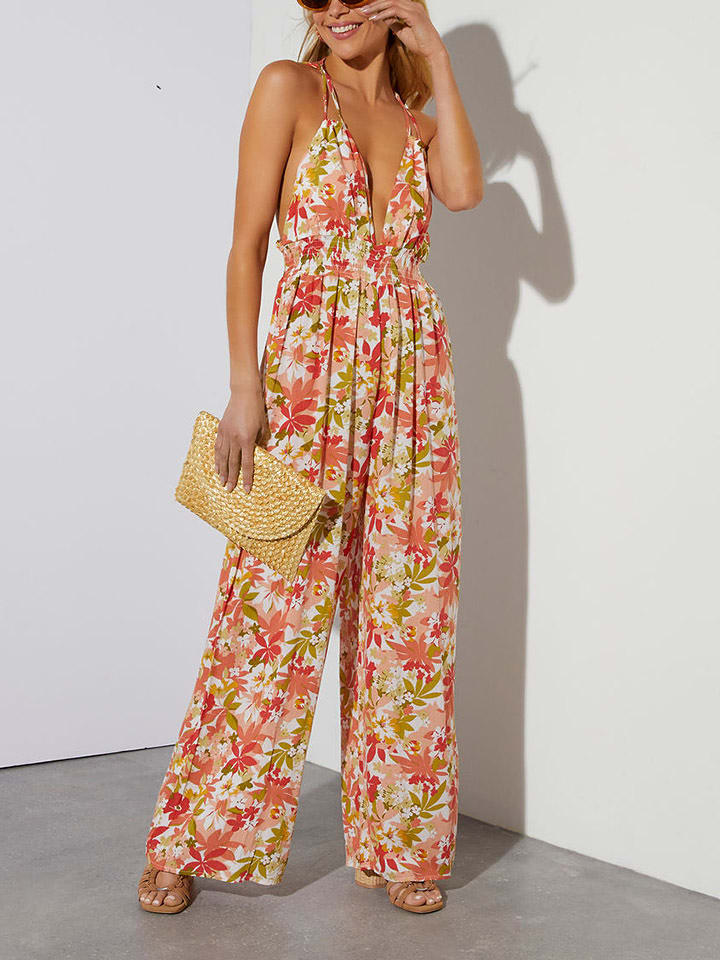 Milan Kiss Jumpsuit in Rot/ Creme/ Grün - L