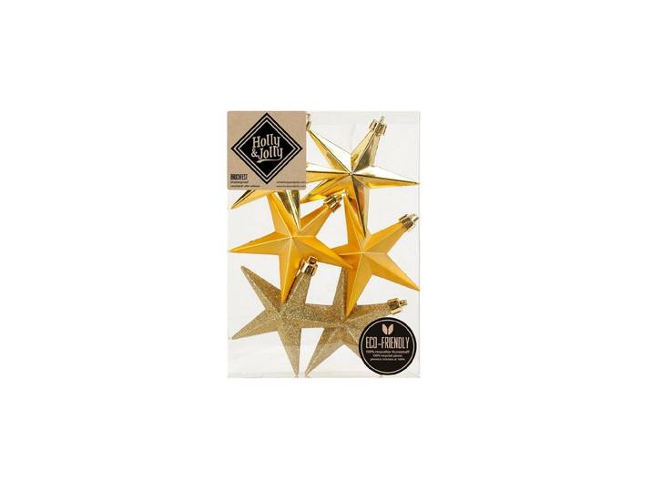 Christbaumschmuck Holly & Jolly Sterne Gold 6 Stück , gold, H:10cm, Weihnachtsbaumschmuck, Christbaumschmuck