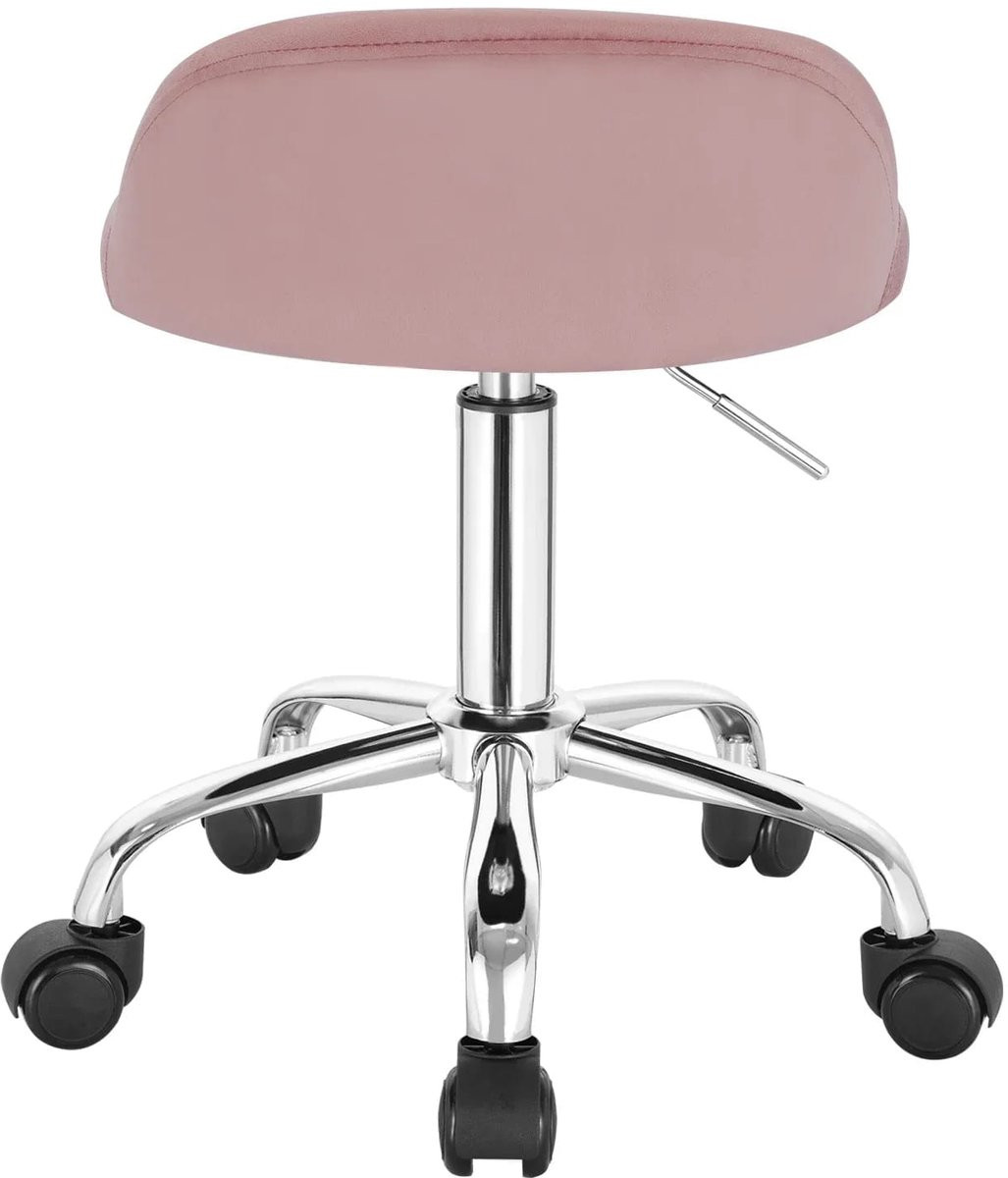 Klarven Kantoorstoel Fluweel Roze - Ergonomische Bureaustoel op Wieltjes met Verstelbare Hoogte
