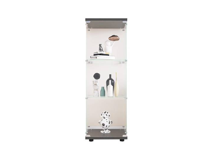 Shopentra Vitrine Hochschrank Schwarz mit Glas, Schloss & 3 Ablagen, 42.4x125.2x36.3 cm, Esszimmer, Vitrinen, Vitrinenschränke