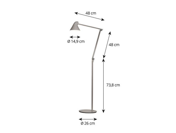 Design vloerlamp NJP, dimbaar, alu / grijs / zink, Woon-/ Eetkamer, Aluminium, Design, vloerlamp