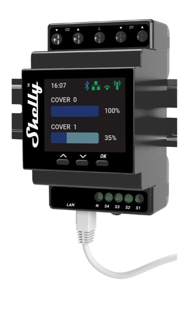 Shelly Pro Dual Cover & Shutter PM Relais max. 32A 1 Phase 2 x bidirektionale Motorsteuerung Messfunktion WLAN LAN BT