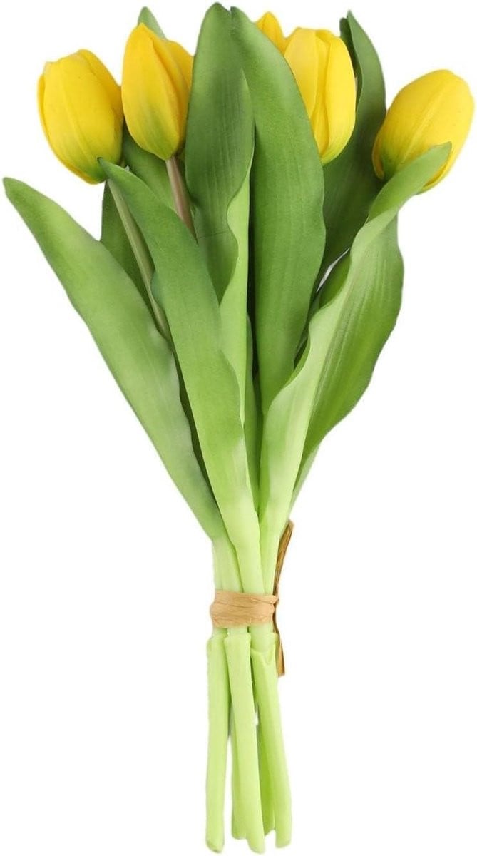 Kunsttulpen Boeket Geel - 7 stuks Onderhoudsarm Nep Bloemen voor Woonkamer Decoratie