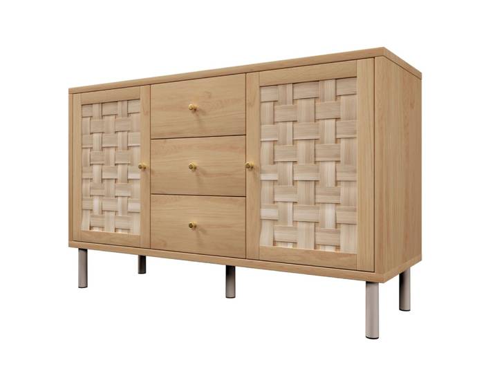 Commode en panneau de particules finition chêne