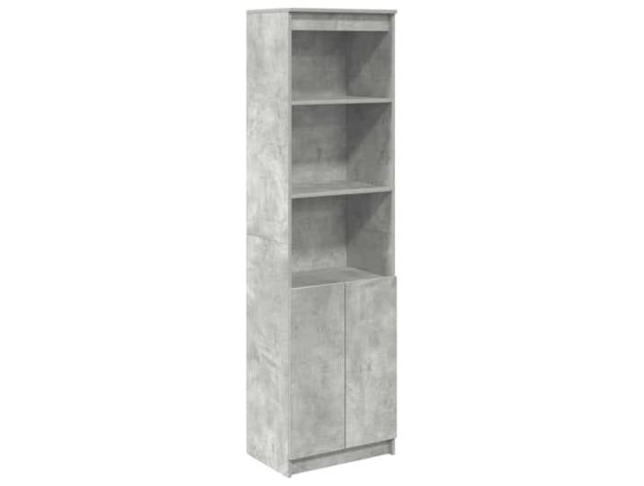 KPOTUERTU Highboard Betongrau 50x35x180 cm Holzwerkstoff Badschrank, Küchenschrank, Aufbewahrungsschrank, Schlafzimmer, Flur, Büro, Esszimmer