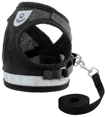 Uplift Picks Reflective Mesh Cat And Small Dog Harness Leash Set black xl