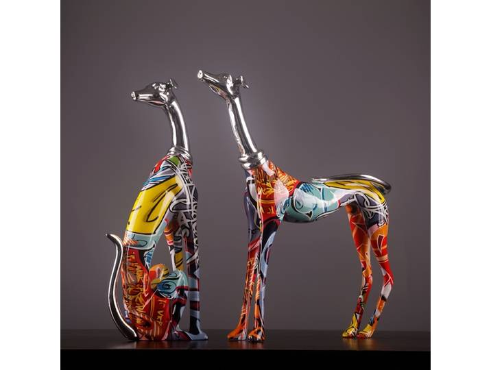 Sculpture de chien en résine Art déco, Figurine d'animal abstraite colorée pour décoration de table pour Thanksgiving, noël, décoration, 1 pièce