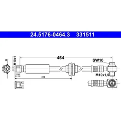 Bremsschlauch ATE 24.5176-0464.3 für Opel Insignia A Sports Tourer