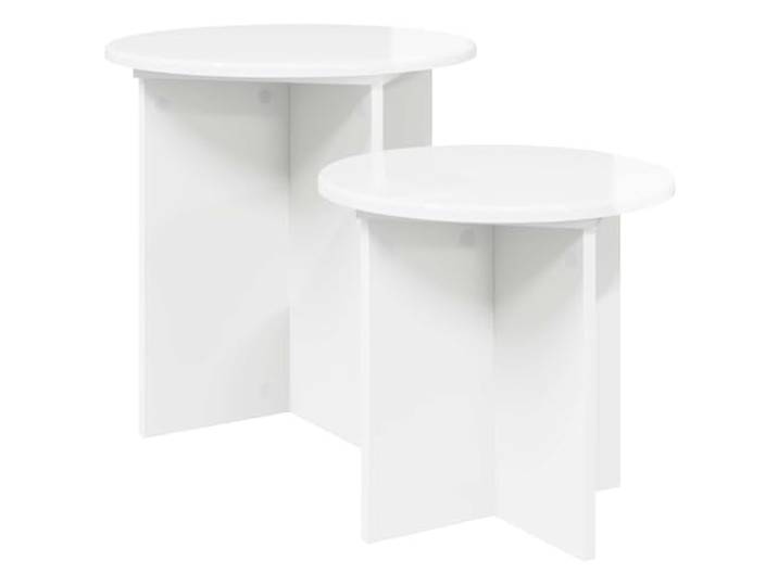 Favemtsl 2er Set Beistelltisch Hochglanz Weiß Couchtisch Holzwerkstoff Platzsparendes Design für Wohnzimmer und Schlafzimmer. Stabile Tische aus Holzwerkstoff mit pflegeleichter Oberfläche.
