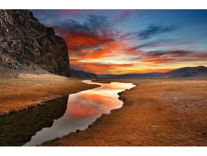 Fototapete PAPERMOON Mongolian Daybreak , bunt, B:3m L:2,23m, Vlies, Tapeten, Fototapete