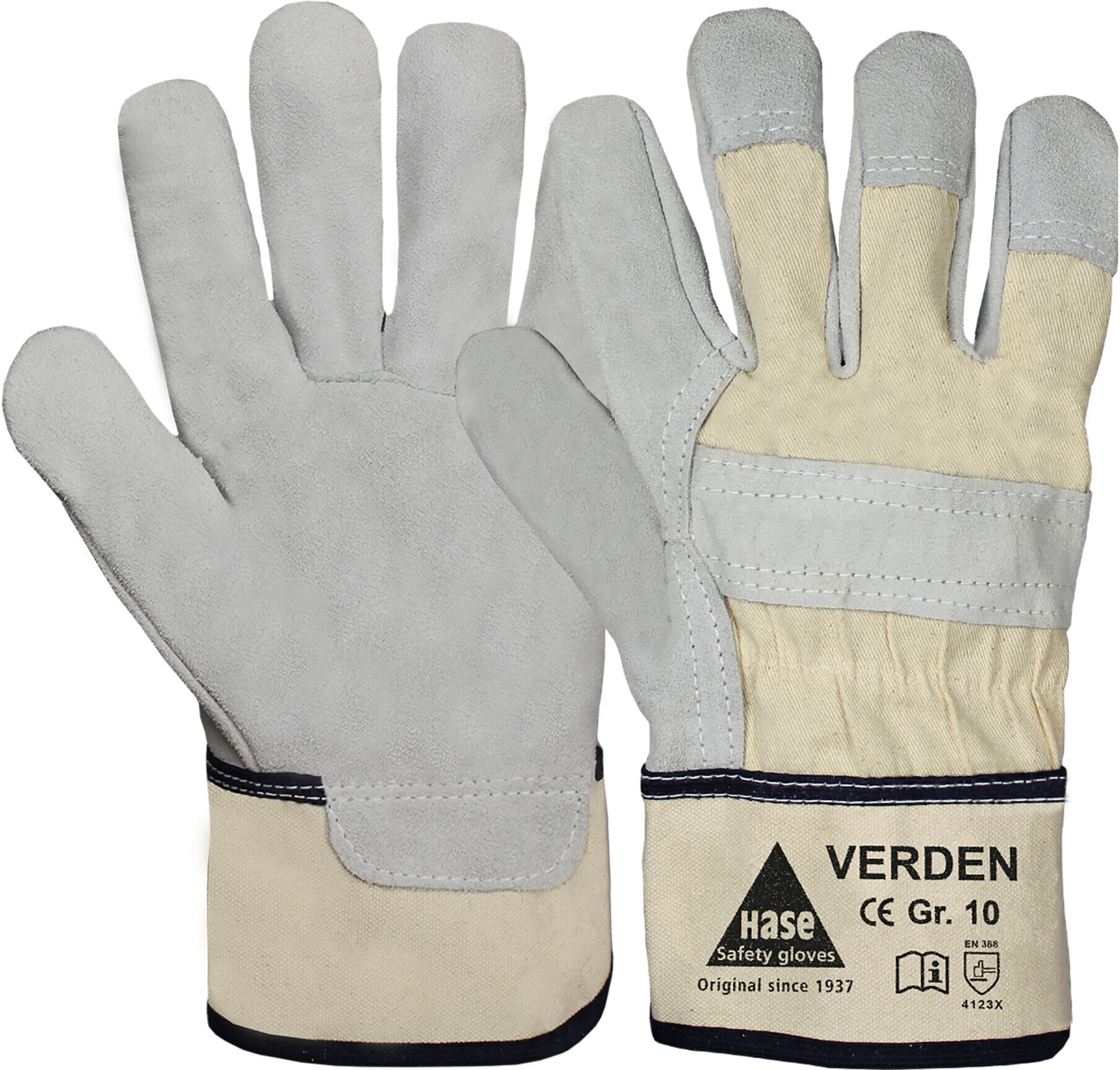Hase Verden Sicherheitshandschuhe Gr.10 Rindspaltleder, 211400-10)
