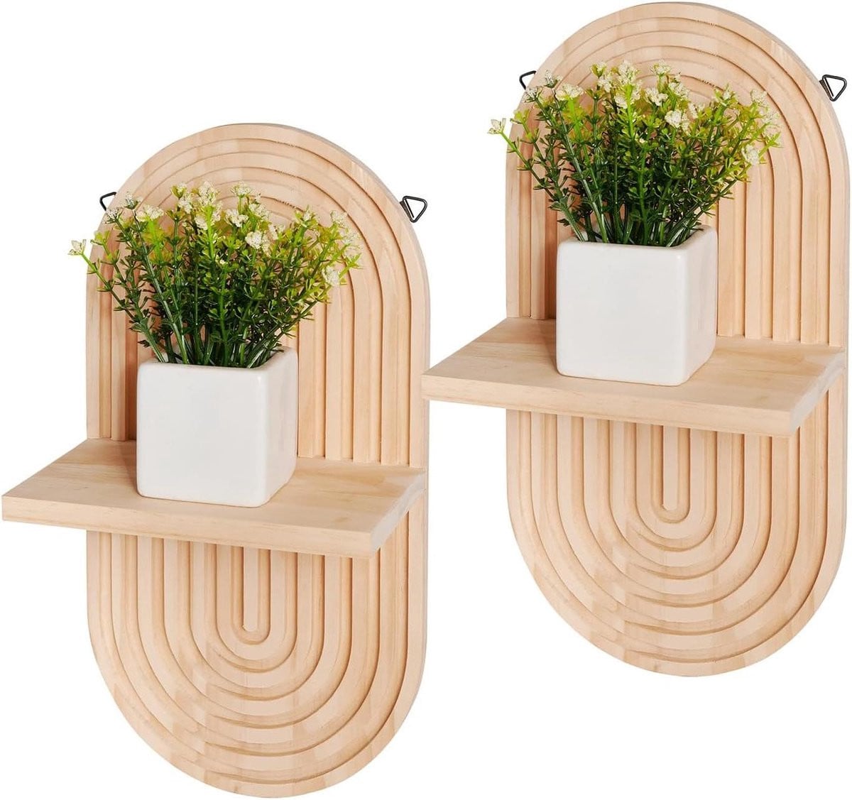 Set van 2 houten boho regenboog wandplanken voor wanddecoratie