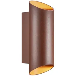 Nordlux Außenwand-Strahler NICO ROUND 22, zylindrisch, IP54, Up/Down, 2x GU10, Aluminium / Glas, rost NORD-2218231009