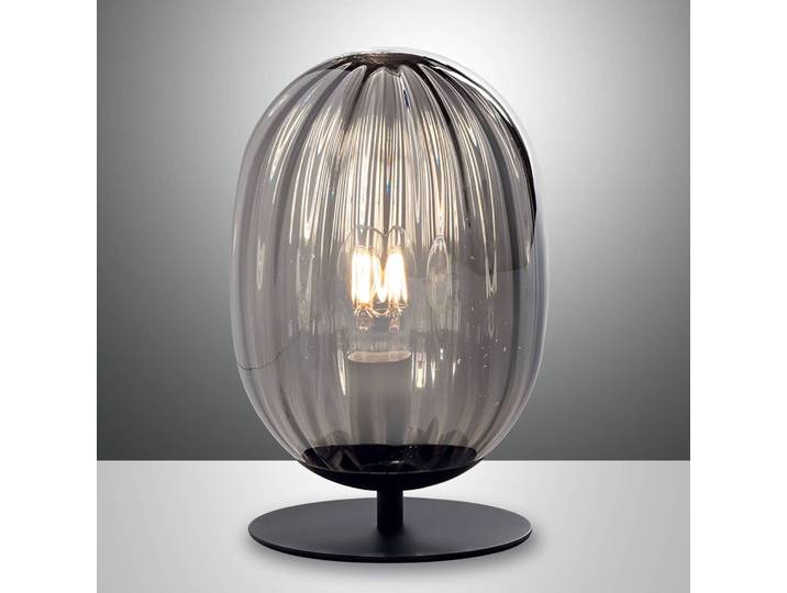 Fabas Luce Tischlampe Infinity, alu / grau / zink, für Wohn- / Esszimmer, Glas, Modern, Tischlampe