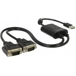 Delock Adapter USB-A>2x Seriell DB9 RS-232, Schnittstellen Adapter, Schwarz