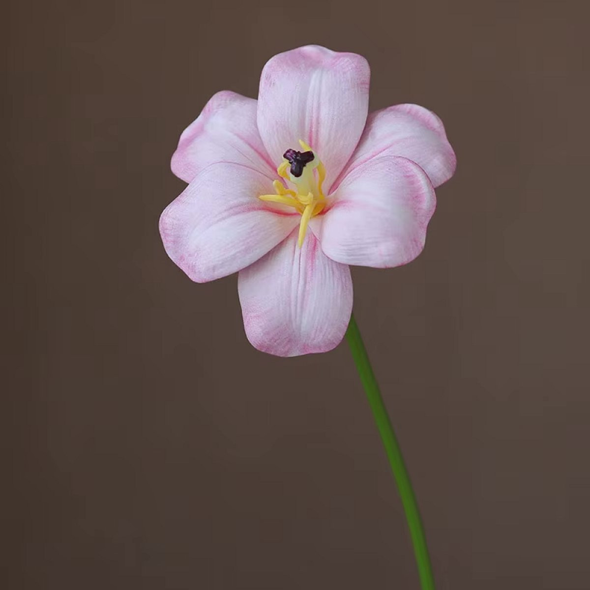 Spring Open Tulp Lichtroze - 3 Stelen - Kunstbloemen - 47 cm