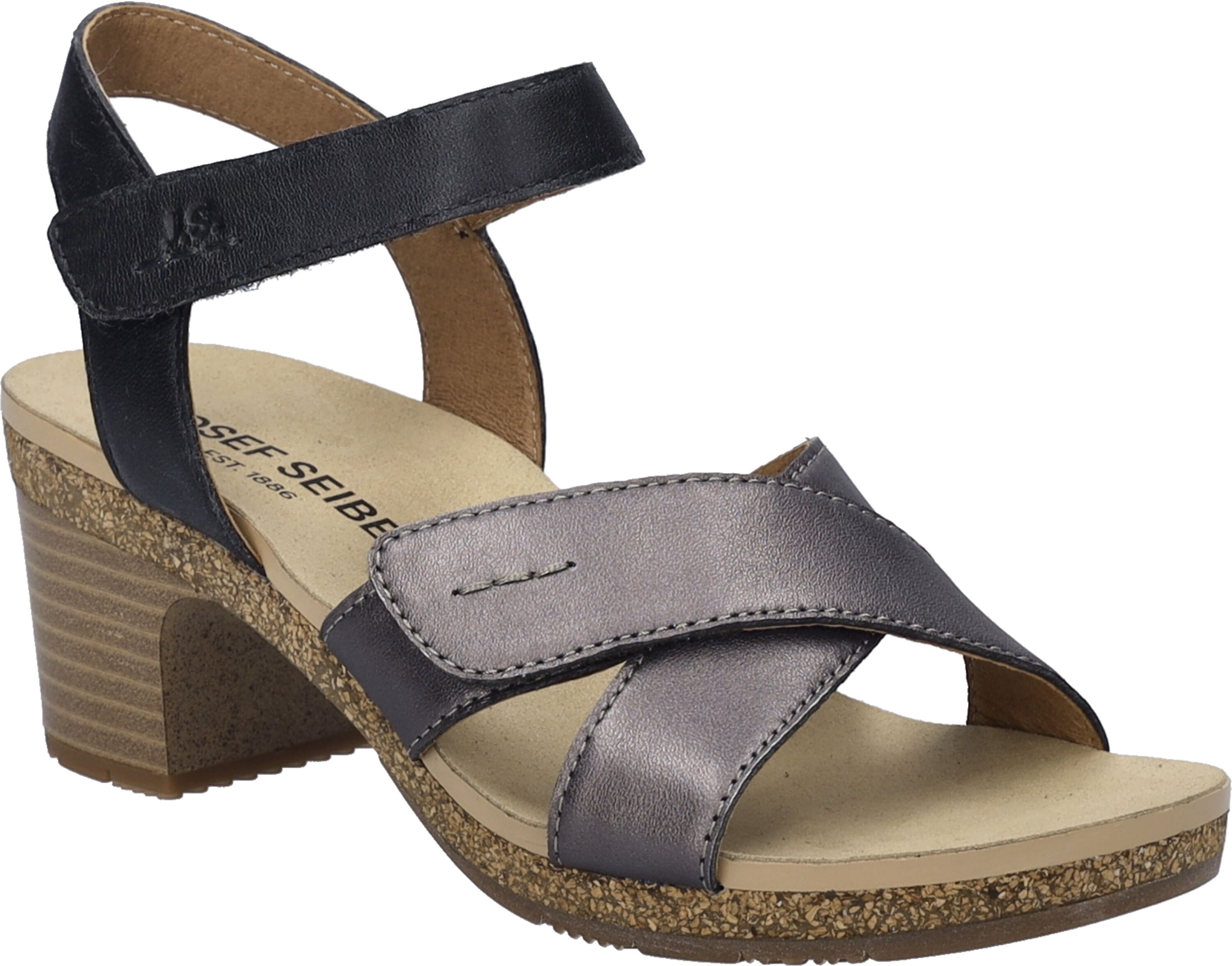Sandale JOSEF SEIBEL "Grace 01, basalt-kombi", Damen, Gr. 37, grau (basalt, kombi), Obermaterial: 100% Rindsleder Leather cow., Schuhe Sandale