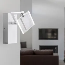 Wandleuchte schwenkbar Wandlampe Glas Flurlampe Treppenhaus, Schalter, Metall, 1x LED 4,8W 530Lm warmweiß, LxB 16x10 cm