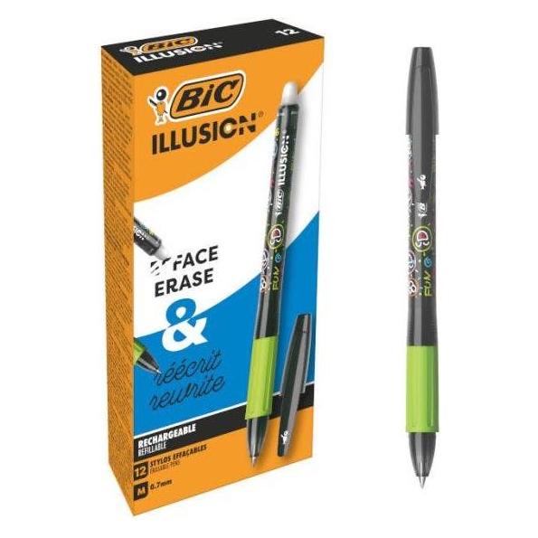 Bic Gel-ocity Illusion Abnehmbarer Stift Schwarz (12 Stück) (12x) (516523)