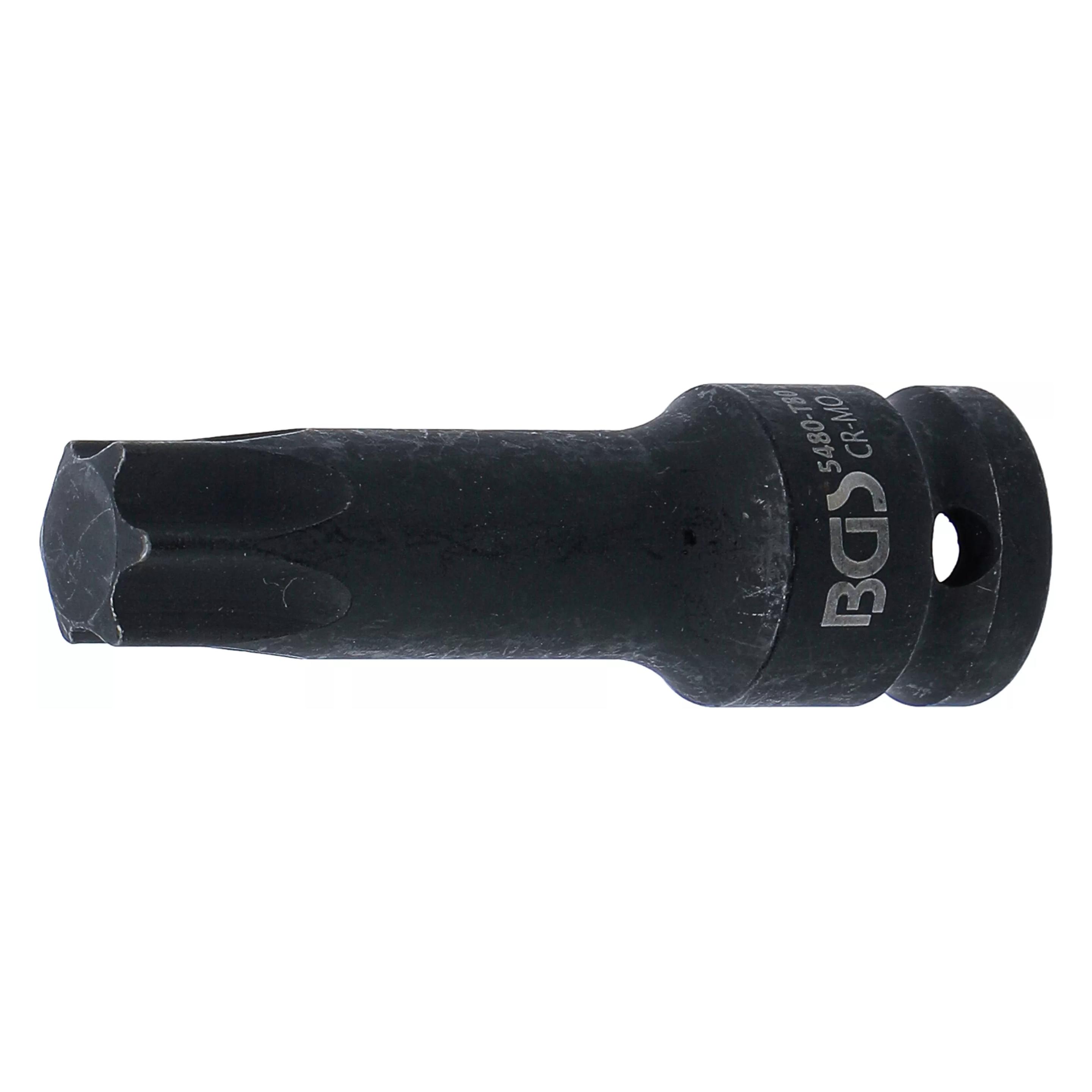 BGS Kraft-Bit-Einsatz Länge 75 mm Antrieb Innenvierkant 12,5 mm (1/2") T-Profil (für Torx) T80 (5480-T80)