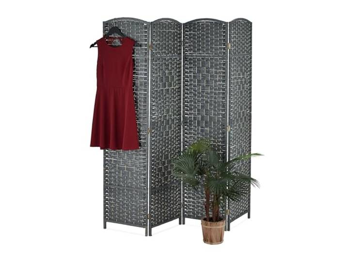 Relaxdays Paravent intérieur\, 4 Parties\, HxL 170 x 160 cm\, séparateur Pliable\, Bois & Corde Papier\, différentes Couleurs