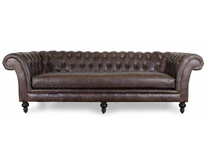 Xlmoebel Chesterfield-Sofa Vintage Ledercouch im Chesterfield-Design mit edler Knopfverzierung, Hergestellt in Europa
