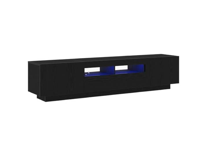 GKHPYURE TV-Möbel-Set 2 Stück Schwarz Holz Engineered Holztechnik, bündige Türen, 3 Einlegeböden, USB-LED, Wandmontage, moderner Stil, Verwendung im Innenbereich