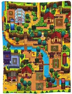 Shop Station Stardew Valley Town Map Flannel Throw Blanket Ultra Soft Gaming Blanket For Bed, Sofa & Travel 1 30x35inch