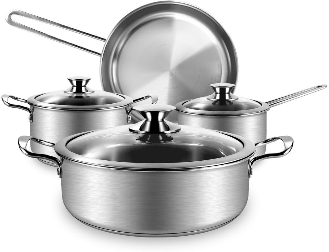 Belfry Kitchen Twinar 7 - Piece Stainless Steel Cookware Set Stainless Steel 7