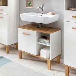 Waschkommode in Weiß und Eiche Made in Germany