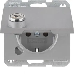 Berker 47637003 Steckdose SCHUKO m. Steckklemme,Klappd.,Schloss, K.5,alu matt,lackiert