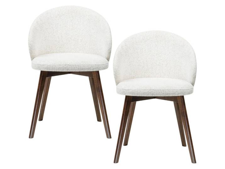 WFL Group Esszimmerstuhl Melie 2er Set in Creme Chenille mit Dunkelbraunen Buchenholzbeinen 54/49/82 cm, Holz, Echtholz, 54x82x49 cm, Esszimmer, Stühle