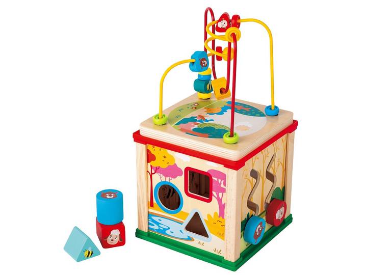 KIDWAY - Mon cube d'activités en bois - Eveil 1er âge - 1 an et +