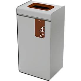 Wertstoffsammler Durable DURASORT®, Volumen 55 l, für Bioabfall, farbiger Einwurf-Ring und Piktogramm, Inneneimer, Stahl und Kunststoff, braun-grau