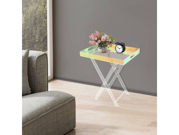 Table pliante en acrylique, table d'appoint en acrylique, table latérale en acrylique colorée